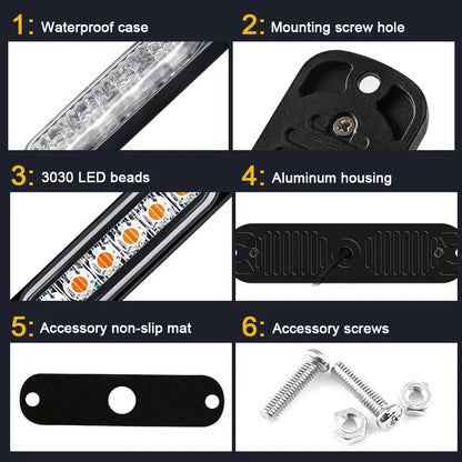 6LED Strobe Side Warning 12V Grille Flashing Lightbars Cars