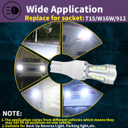 2PCS Super Bright W16W T15 Bulbs 912 921 wy16w