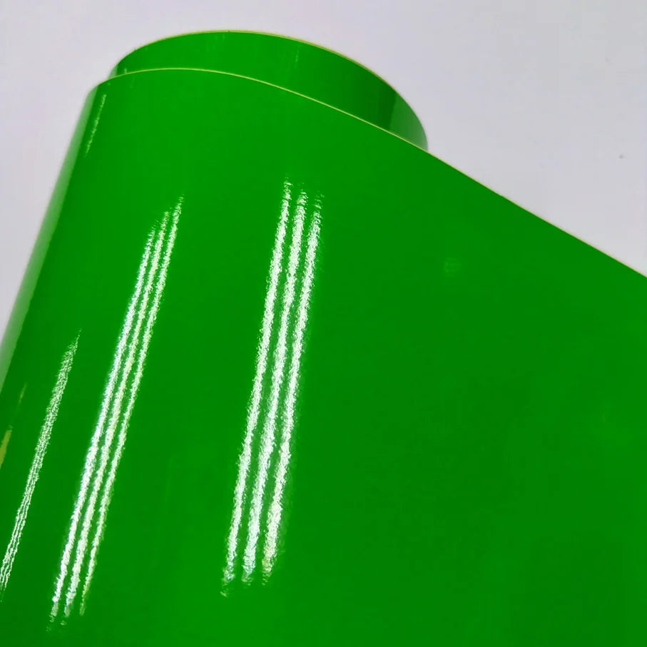 Sizes Glossy Green Fluorescent Vinyl Sticker Wrap Self Adhesive