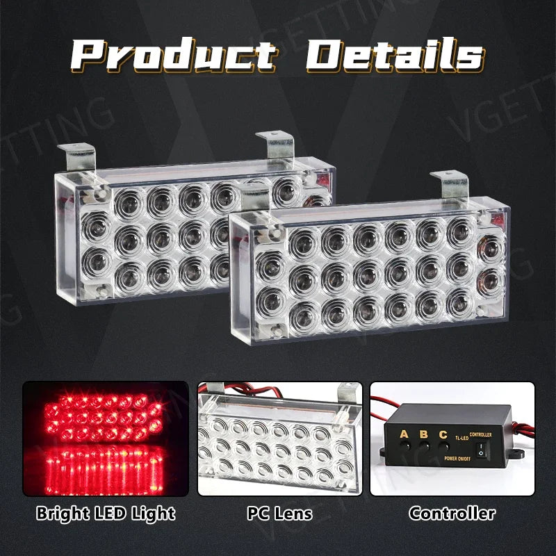 Front Grille MINI Flashing Emergency 2X Strobe Warning Firemen