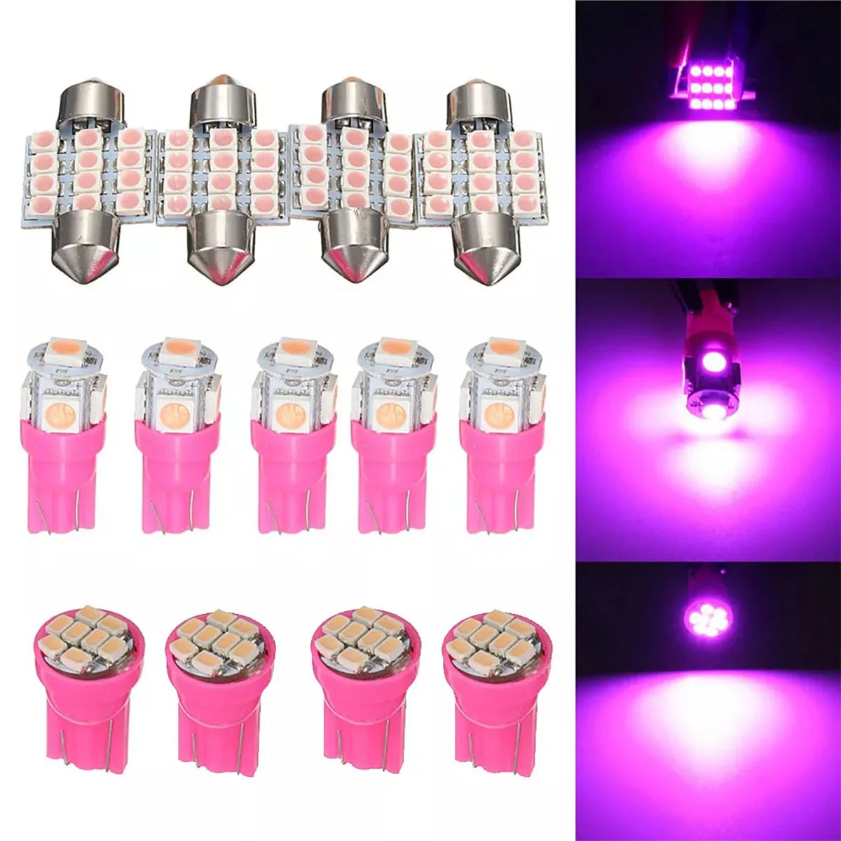 26PCS Purple Pink Interior Package Kit Dome License Plate