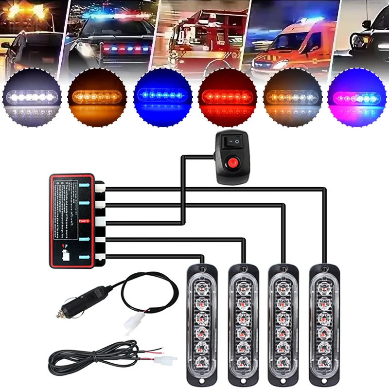 24LED Strobe Grille 12V Wireless Remote Control Emergency