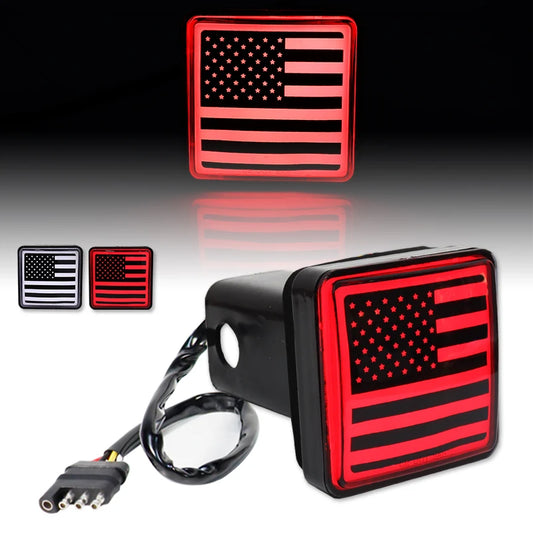 For Towing Brake Trailer Hitch Usa Flag Tail Receiver Truck Rv