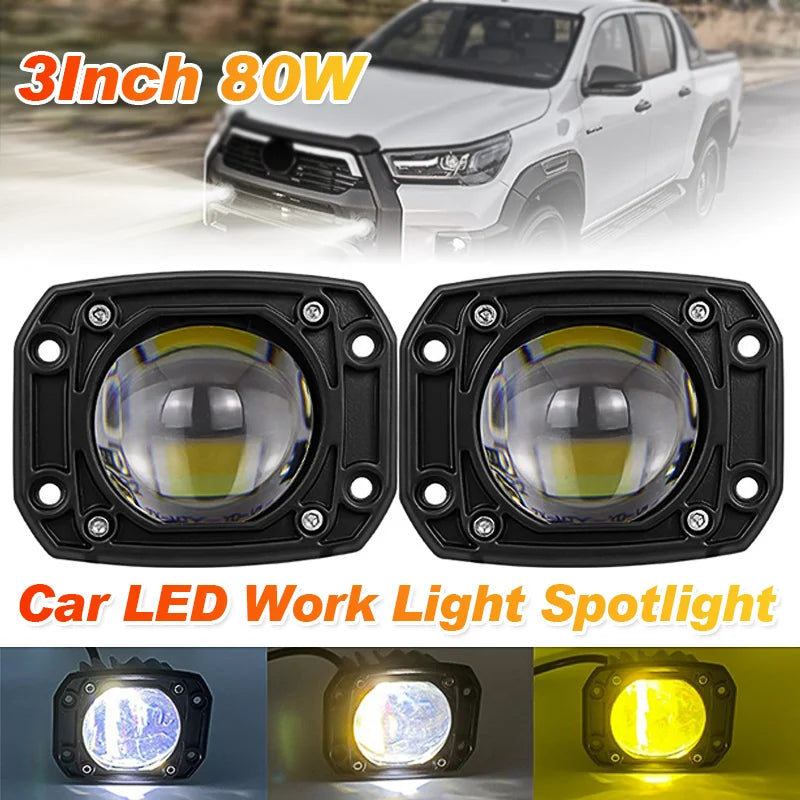 For Turck 3inch Work dual-color Brightness Driving Spotlight