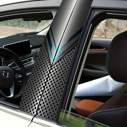 b-pillar 3D v-shape Sport Sticker Removable Metallic Mesh Pattern