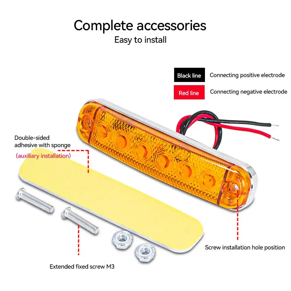 6LED Super Bright Front Rear Side Marker 12v-80v Clearance