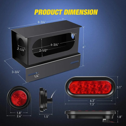 Nilight 2PC Trailer Boxes Housing Kit Oval Tail Side