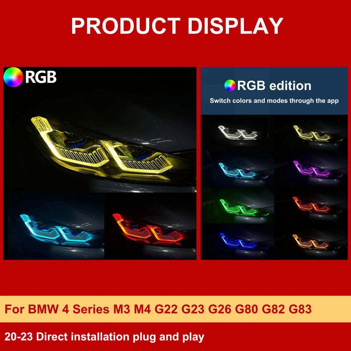 For BMW M3 M4 G80 G82 Laser Headlight Upgrade Set RGB Drl APP