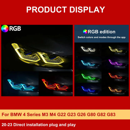 For BMW M3 M4 G80 G82 Laser Headlight Upgrade Set RGB Drl APP