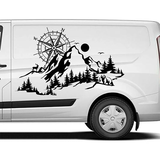 For Camper Rv Motorhome Caravan Compass Deer Bear In Mountains