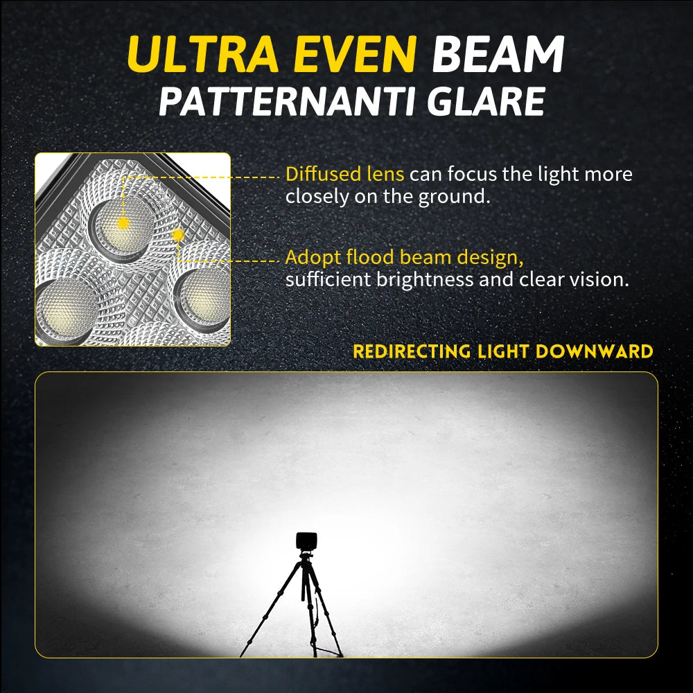 Co Offroad Use Inch Rectangle Work Flood Beam 9-32v