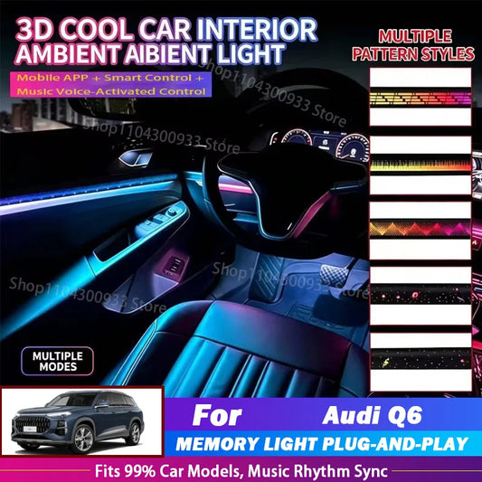 For Audi Q6 LED Interior Ambient Strip RGB Fiber Optic