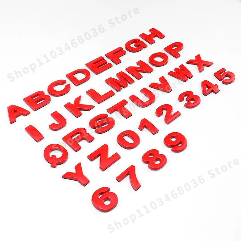 Red Metal Letters Numbers Alphabet Logo Emblem Badge Sticker
