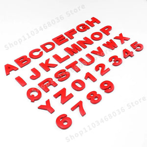 Red Metal Letters Numbers Alphabet Logo Emblem Badge Sticker