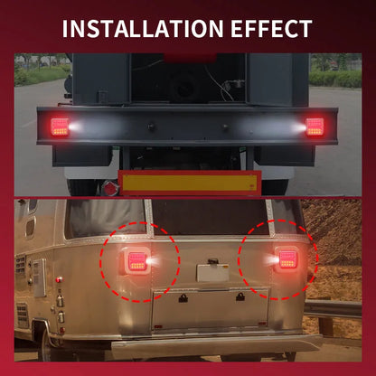 For 12V 24V Rear Tail Square Turn Signal License Plate Drl Truck