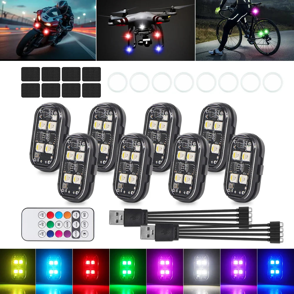 10PCS Wireless Aircraft Airplane Helicopter Warning RGB Strobe