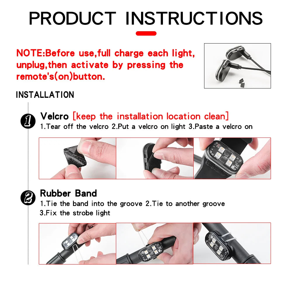 For Motorcycle 6X Atmospher Wireless Strobe Colors Warning