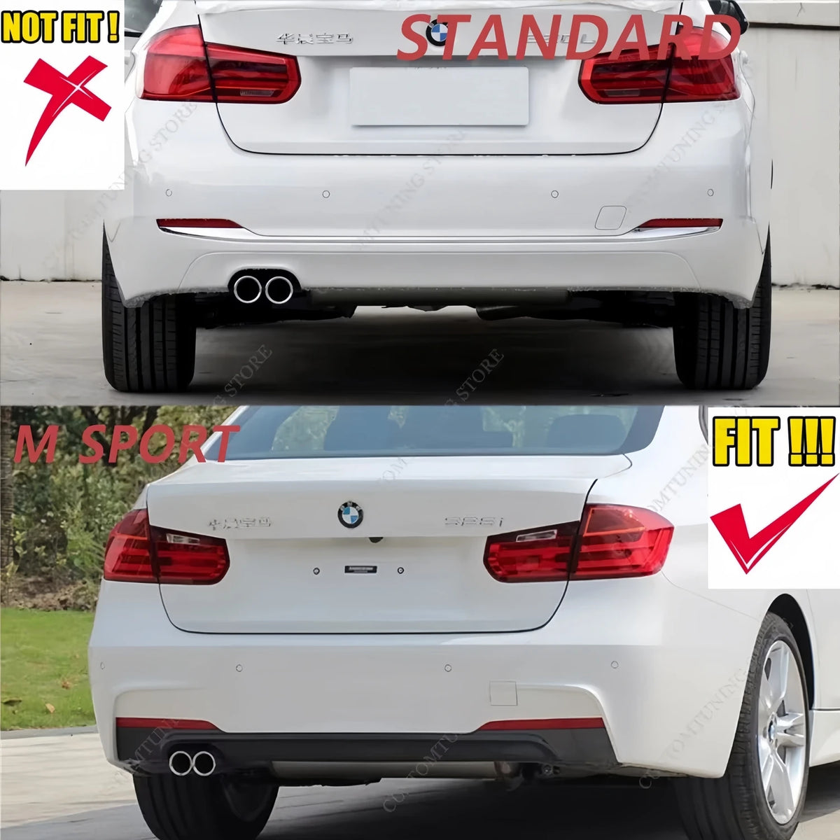 For BMW 3 Series M Pack Psm Gloss Rear Bumper Side Splitter F30