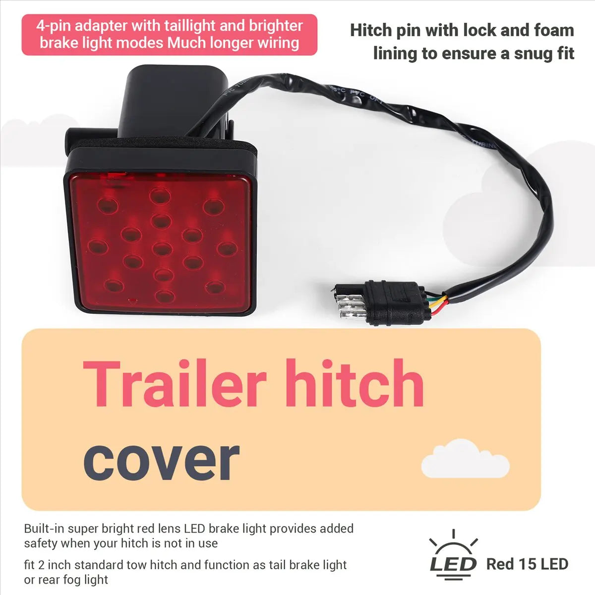 11.11red Inch Trailer Truck Hitch Tow Haul Receiver Cover