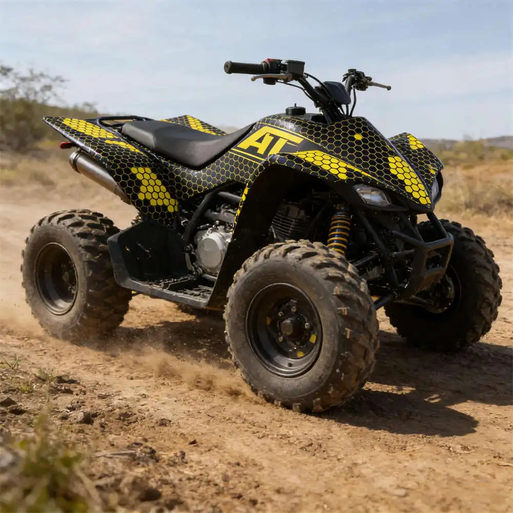 For Motorcycle ATV Premium Hex Camouflage Yellow Vinyl Wrap Film