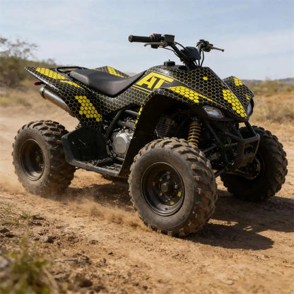 For Motorcycle ATV Premium Hex Camouflage Yellow Vinyl Wrap Film