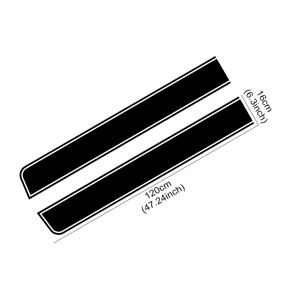 2PCS Sports Racing Engine Hood Stripe Sticker Waterproof Pvc