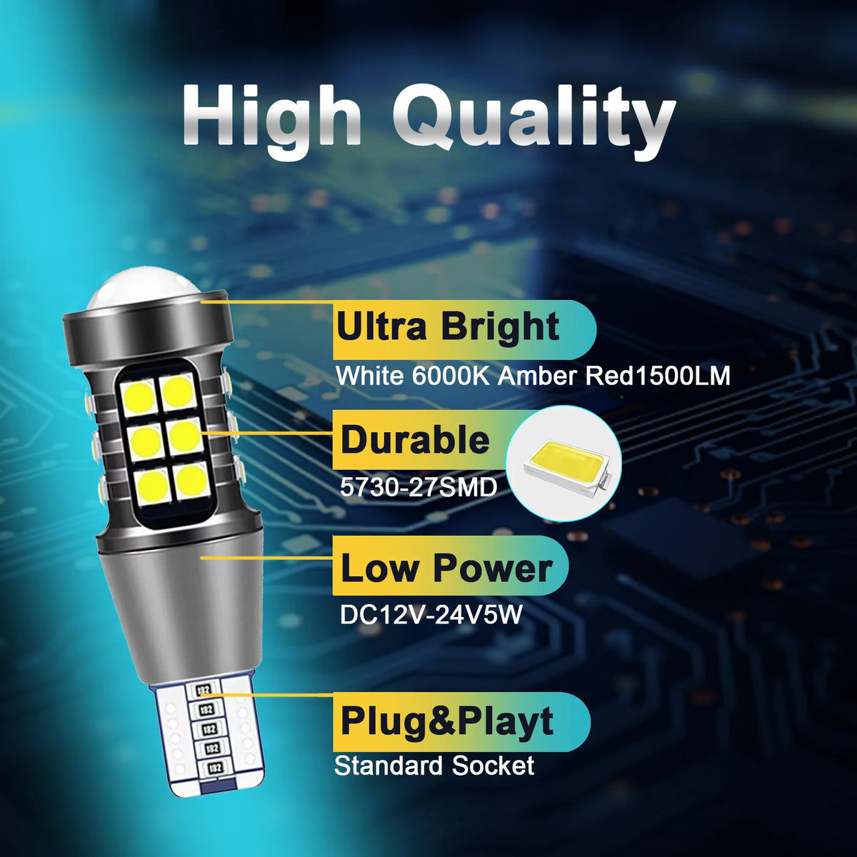 50PCS T15 Signal W16W 921 912 Bulb 12V Super