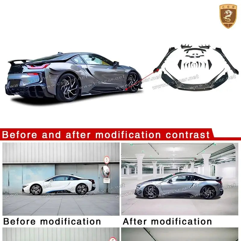 For BMW I8 Body Kit Upgrade Eb Carbon Fiber Front Diffuser Lip