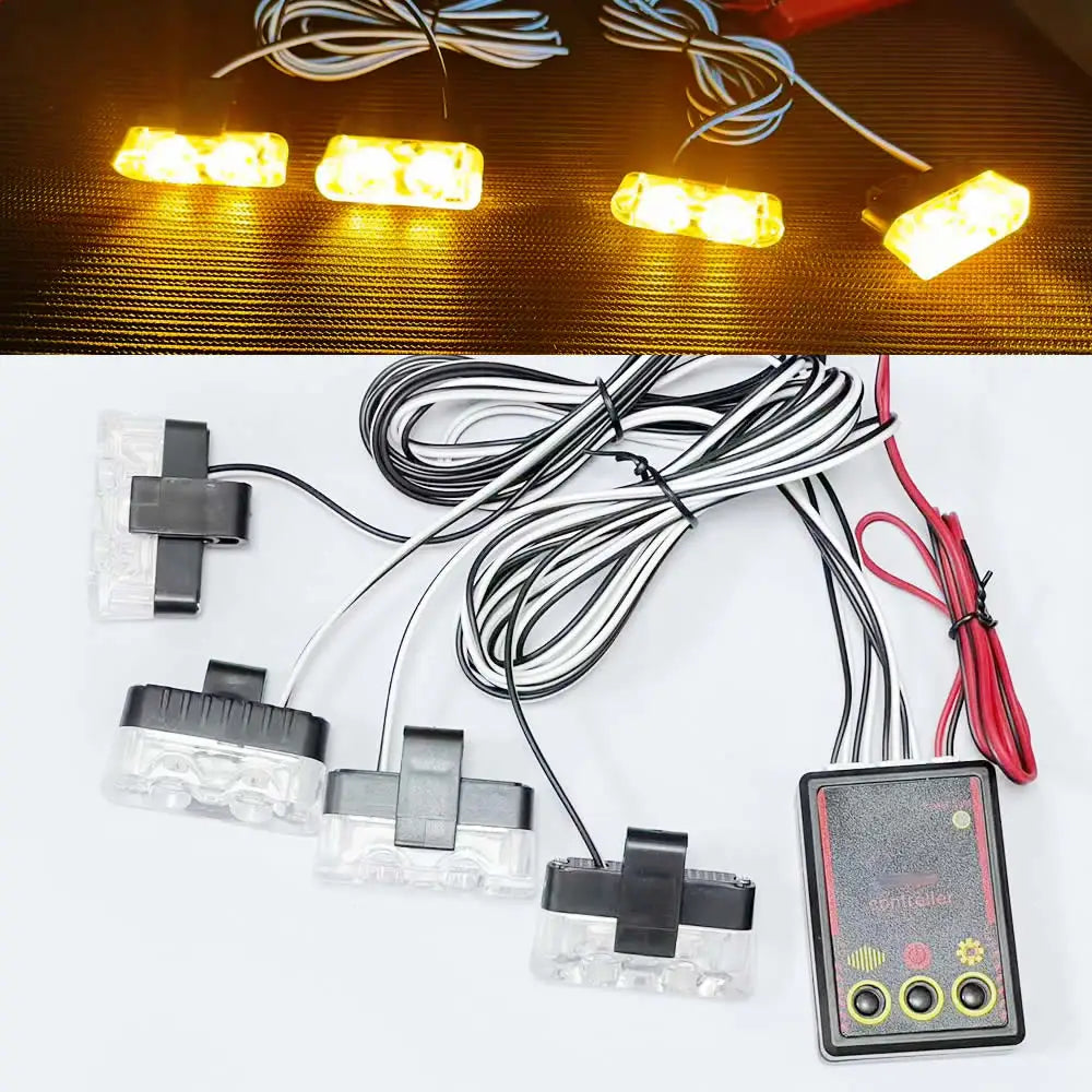 4PCS Grille 2LED Surface Mount Bar Strip Trucks Cars