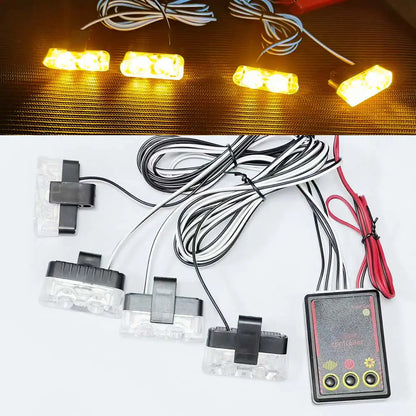 4PCS Grille 2LED Surface Mount Bar Strip Trucks Cars