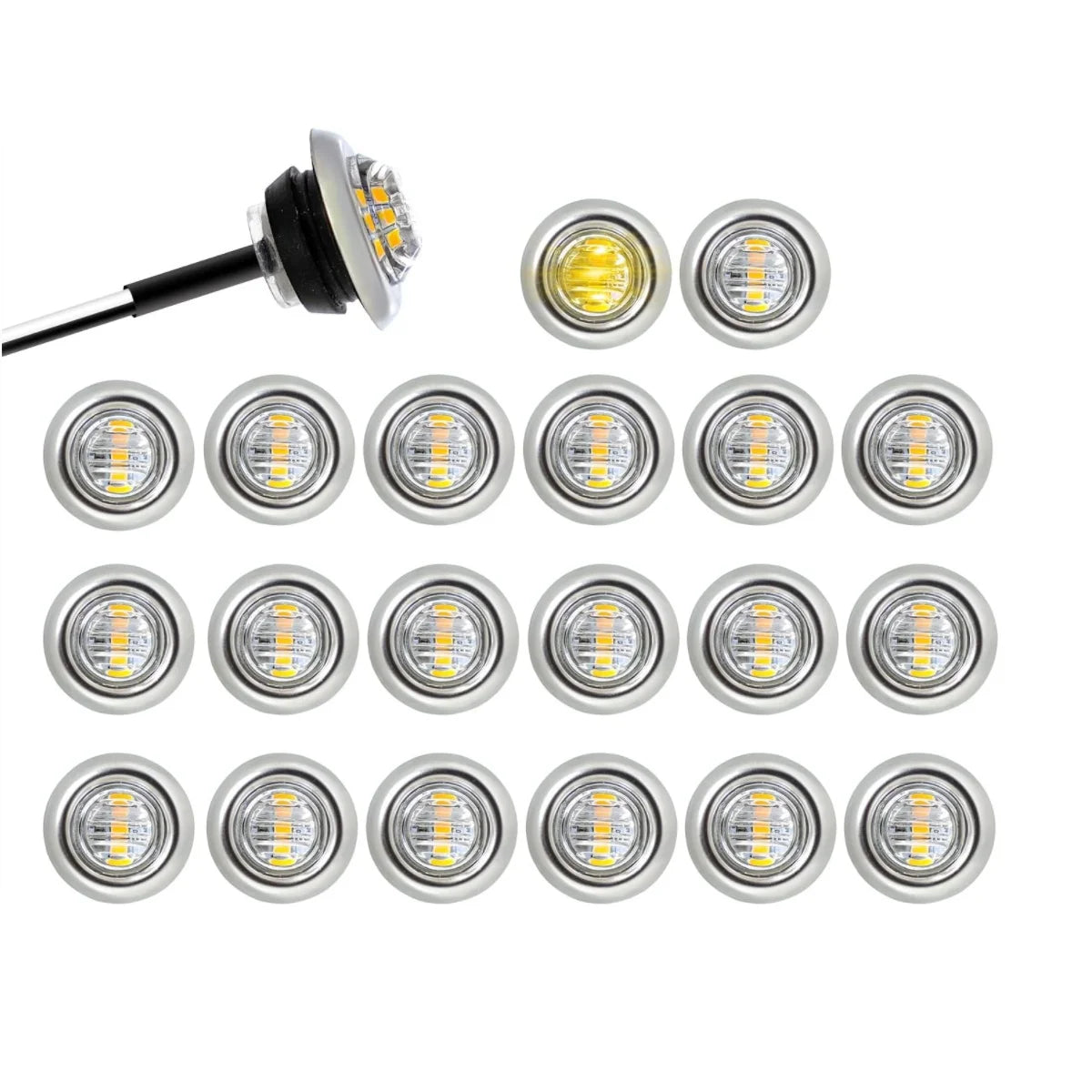 Fuleem 50PCS 12V Inch Chrome Stainl Mount Clear Lens