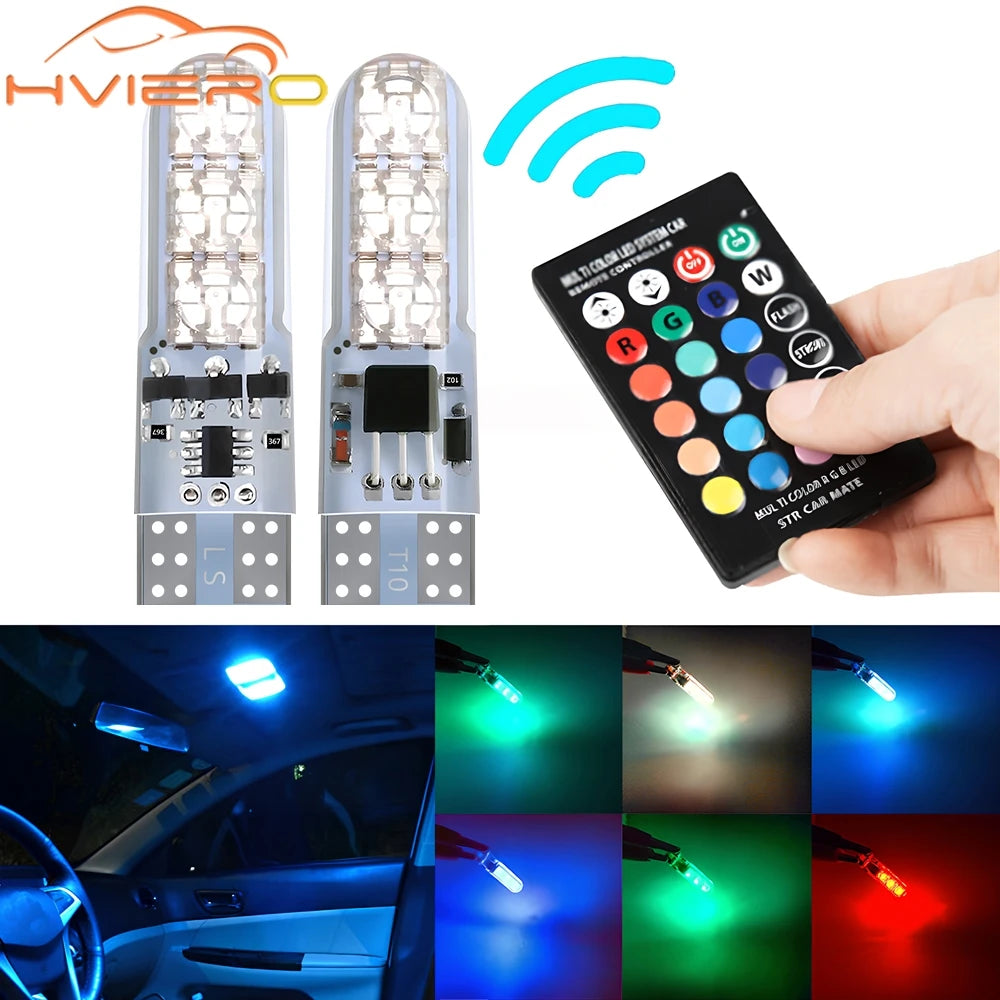 For Door Reading Dome Interior Lighting 2X T10 W5W 5050 6SMD RGB