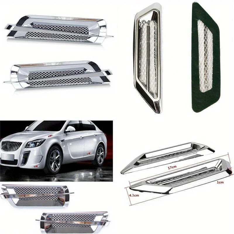 2PCS Chrome SUV Air Flow Fender Side Vent Sticker