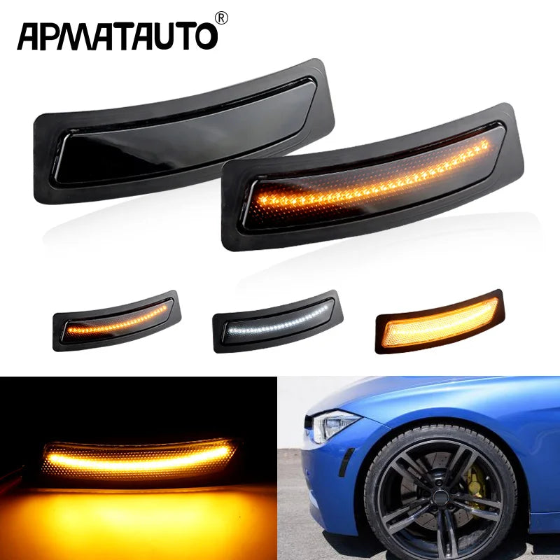 For BMW 3 F30 F31 320IX 2PCS Smoke Len Side Marker Turn Signal