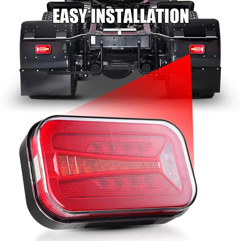 For Trailer Bus Pickup 6.5 Inch Combination Taillights Square