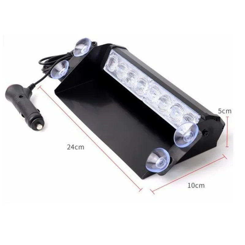 8LED Red Blue Strobe Warning Windshield Mount Emergency Flashing