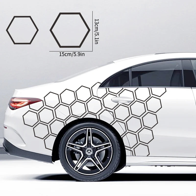 6PCS Honeycomb Stickers Sport Side Door Personalized Automobile
