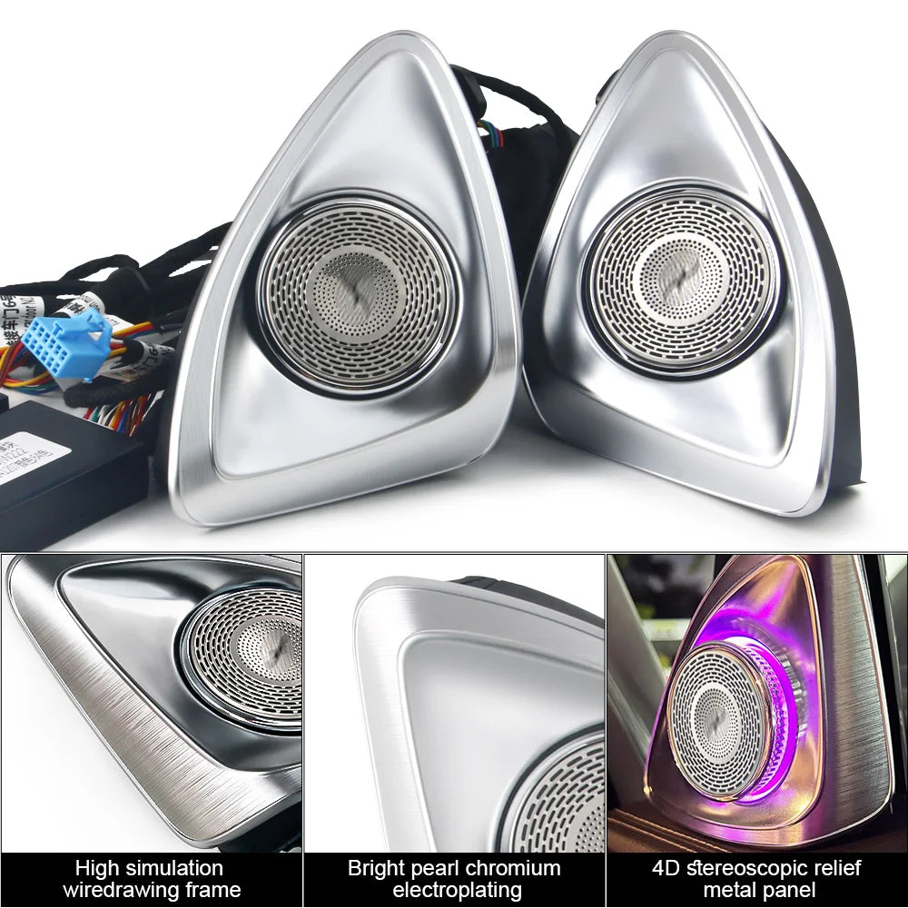 4D Rotating Tweeter Speaker 3/7/64Color Car Treble Horn Tuning For Mercedes Benz W205 W213 W222 C/E/S-Class Loudspeaker 