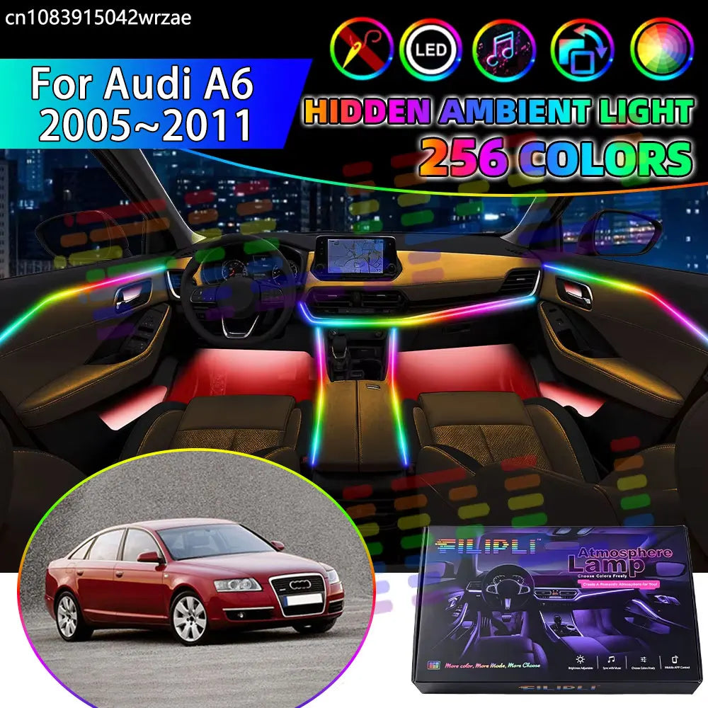 For Audi A6 2005~2011 4F C6 2006 RGB Interior Ambient Strips
