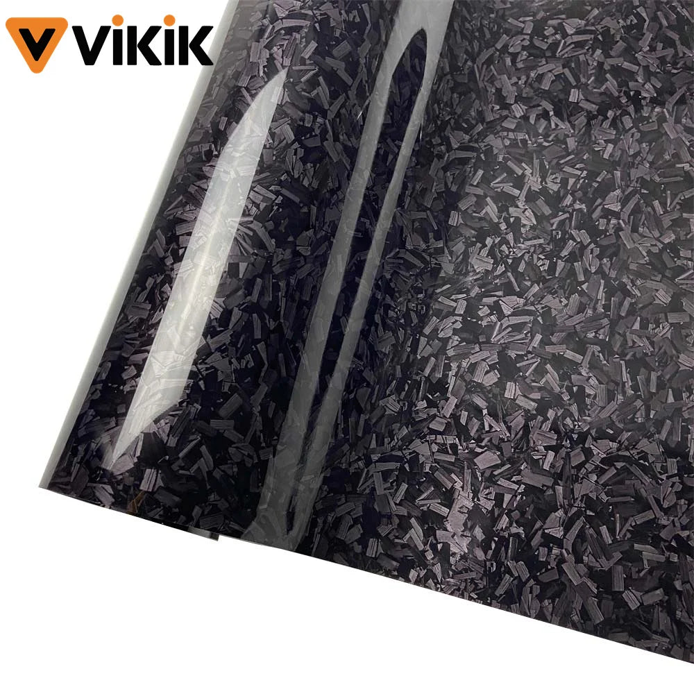Glossy Black Forged Carbon Fiber Vinyl Wrap Self Adhesive