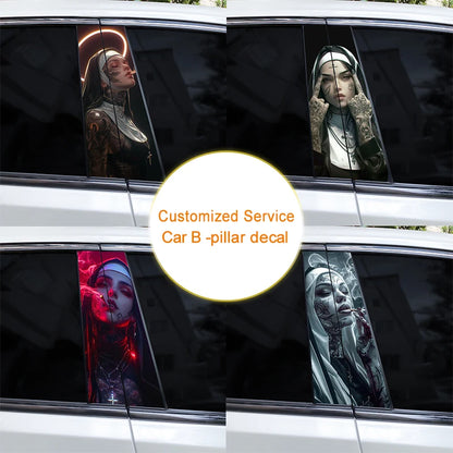 2PCS Nun Sticker B Pillar Waterproof Door 3D