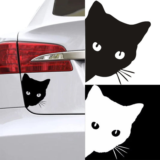 Black White Cat Peeking Sticker Funny Vinyl Decal 18x15cm