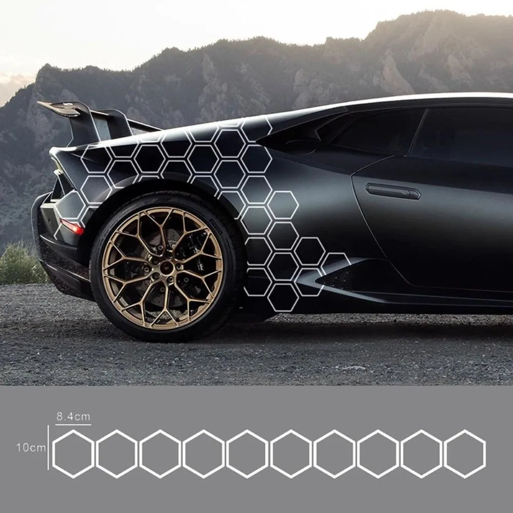 10PCS Set Honeycomb Pattern Sticker Vinyl Material Film 3D