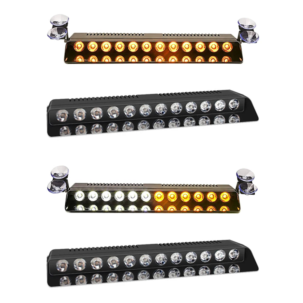 For 4" 2PCS Amber White 12LED Traffic Advisor Dash Strobe Bars