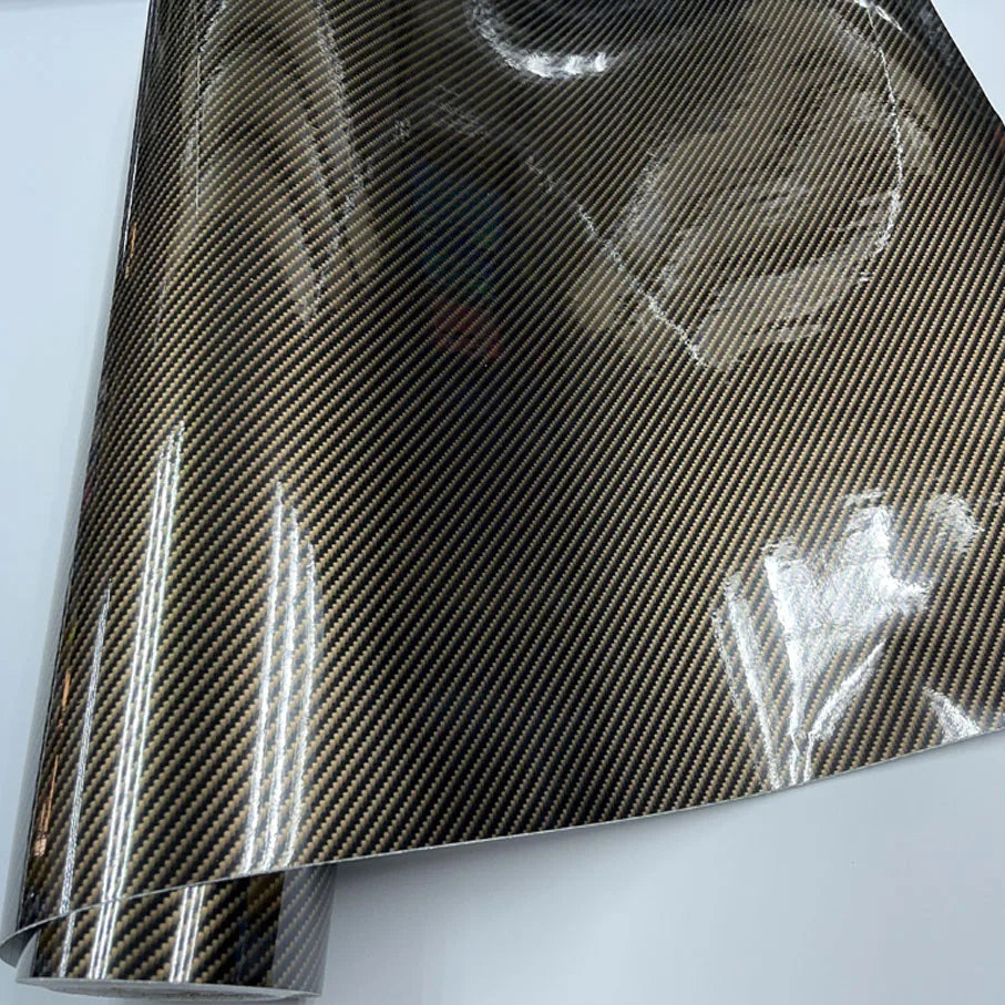 Ultra Gloss Gold Black Twill 2D Carbon Fiber Vinyl