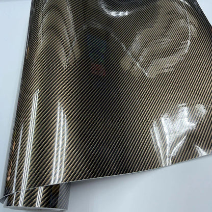 Ultra Gloss Gold Black Twill 2D Carbon Fiber Vinyl