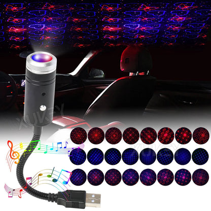 USB Star Projector Night Colors 24 Lighting Modes Sound