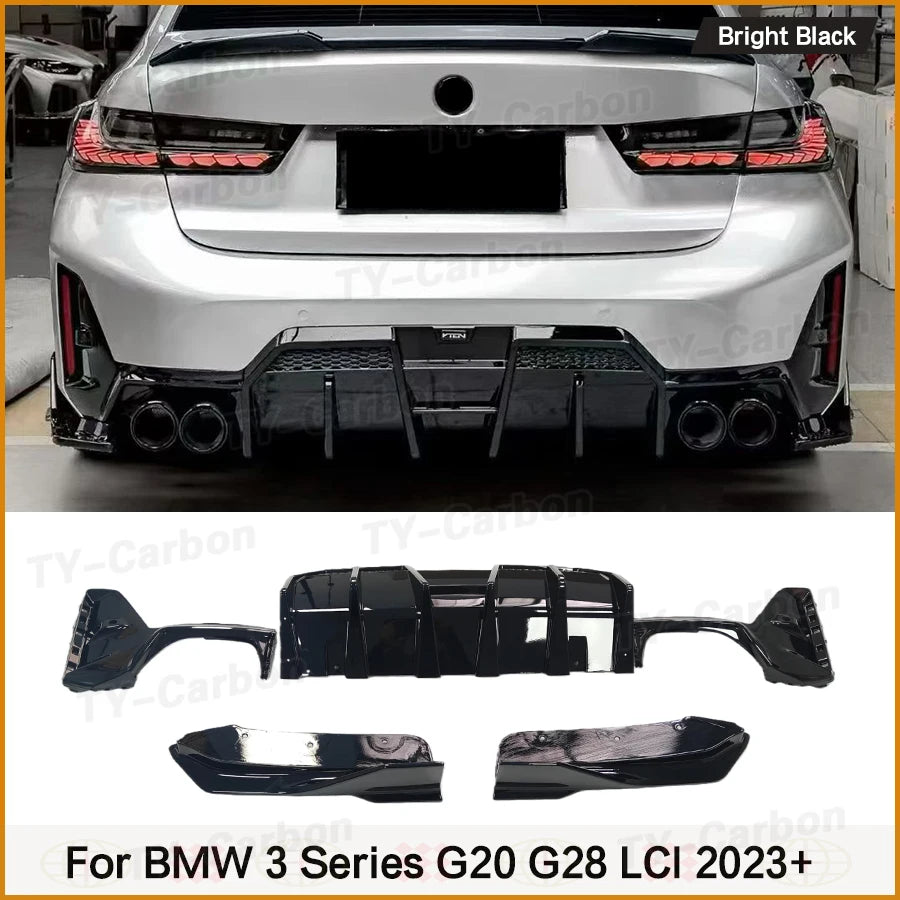 For BMW 3 Series G20 G28 Vten Rear Bumper Diffuser Splitters Lci