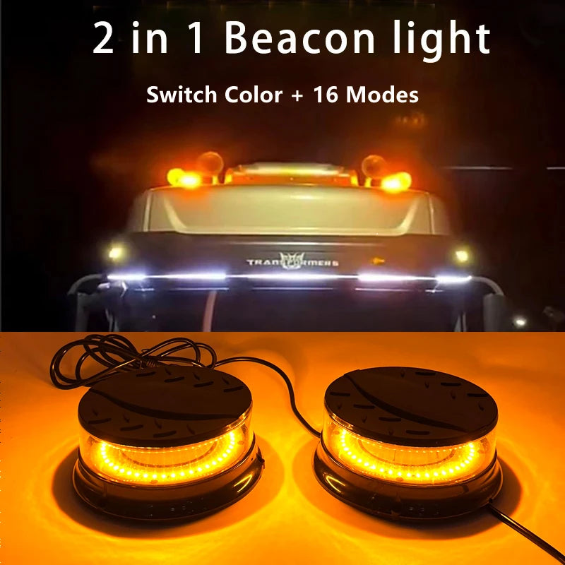 2IN1 Strobe Roof Warning Waterproof color-changing Emergency