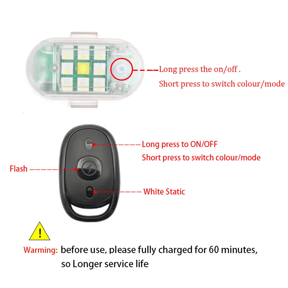 Wireless Remote Control Strobe Motorcycle Bike Drone Scooter